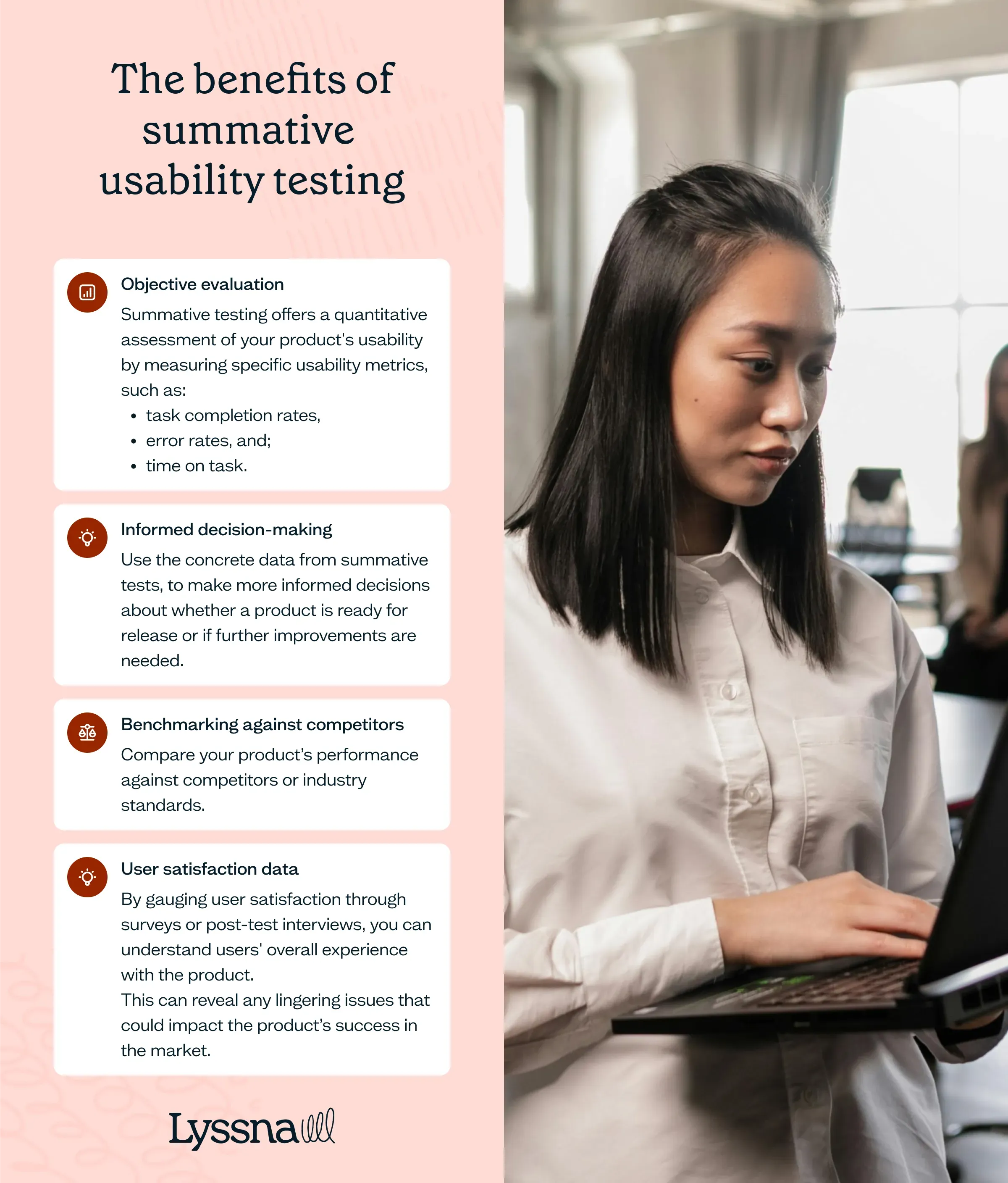 List of the four benefits of summative usability testing