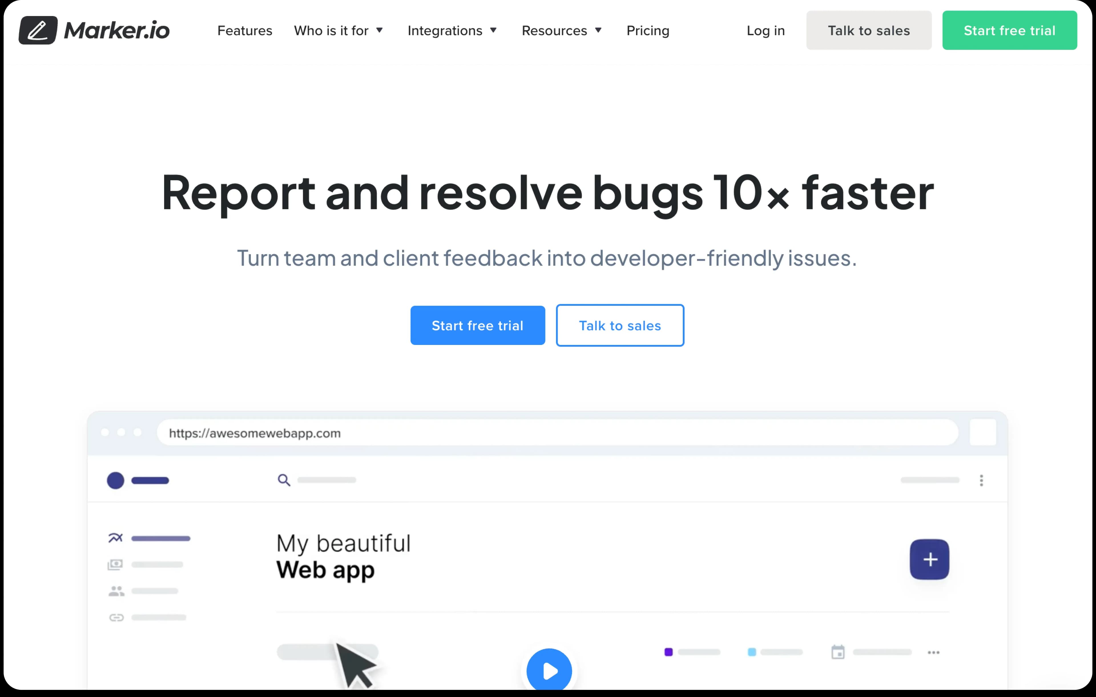 MarkerIO homepage