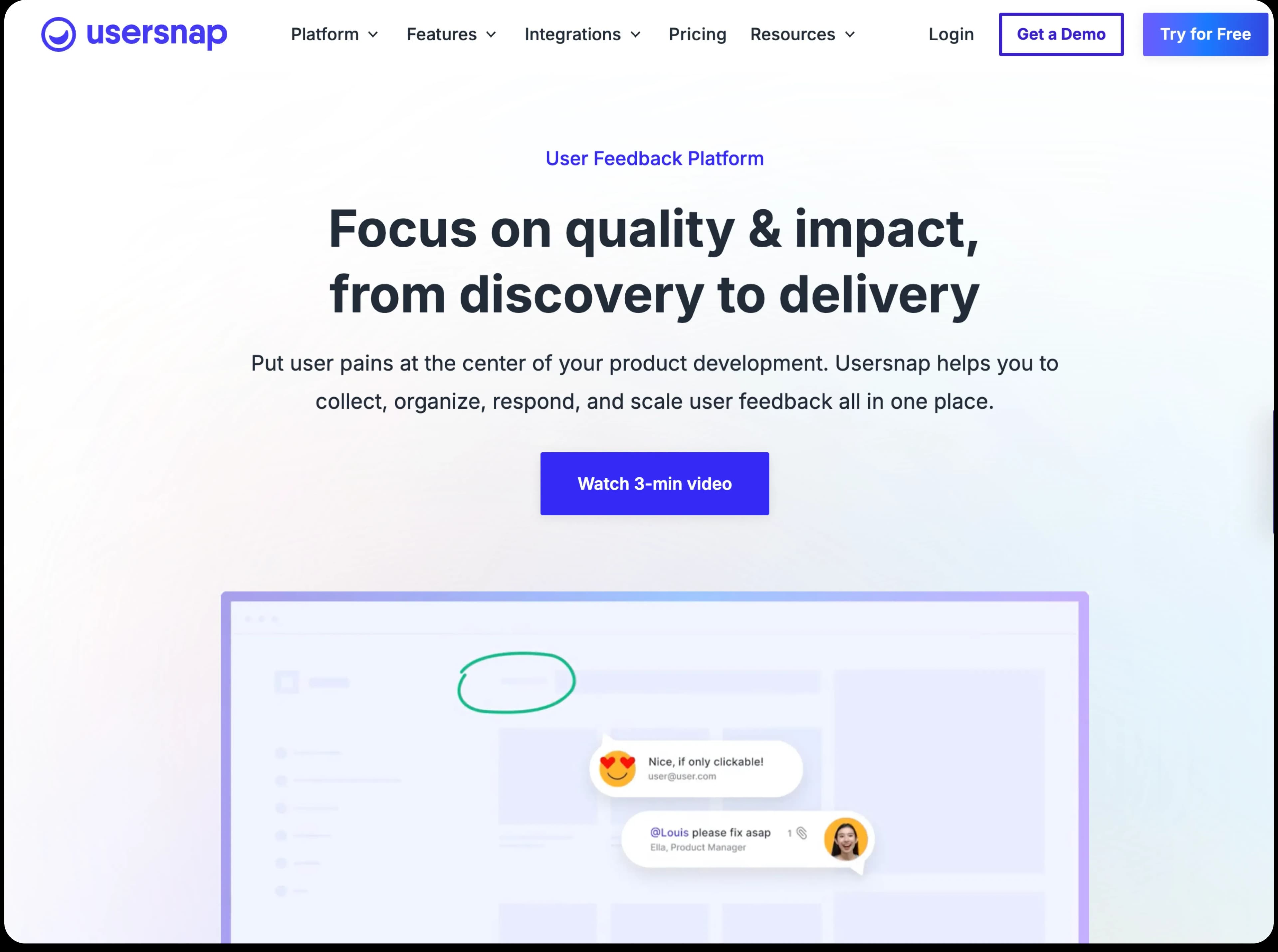 Usersnap homepage